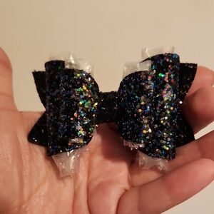 Black Rainbow Glitter Hair Bow